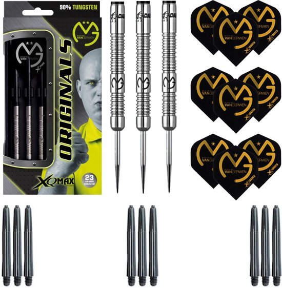 XQMAX â€“ Michael van Gerwen Originals 90% Tungsten â€“ 25 gram â€“ dartpijlen â€“ plus 3 sets darts shafts en 3 sets darts flights