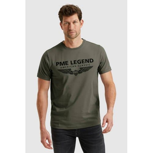 PME Legend Regular Fit T-Shirt ronde hals groen, Effen