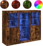 DKD HOME DECOR vidaXL Dressoirs met LED-verlichting, 3 stuks, bewerkt hout, gerookt eiken