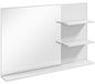 Miroir mural pour salle de bain - Miroir avec 2 étagères latérales et une armoire inférieure - Cadre en plastique - 75x10x48 cm - Blanc