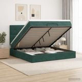 vidaXL Ottoman bed met matras Donkergroen 140 x 190 cm Fluweel
