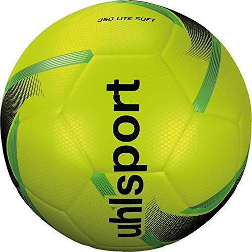 Uhlsport 350 Lite Soft Voetbal, Juventud, Unisex, neongeel/zwart/neongrijs, 5