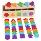 Jouet de tri Montessori - 50 blocs de construction en bois - 5 couleurs et 5 formes - Pour enfants à partir de 1 an