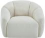 Vente-unique Fauteuil pivotant en tissu texturé ivoire NAFEKI