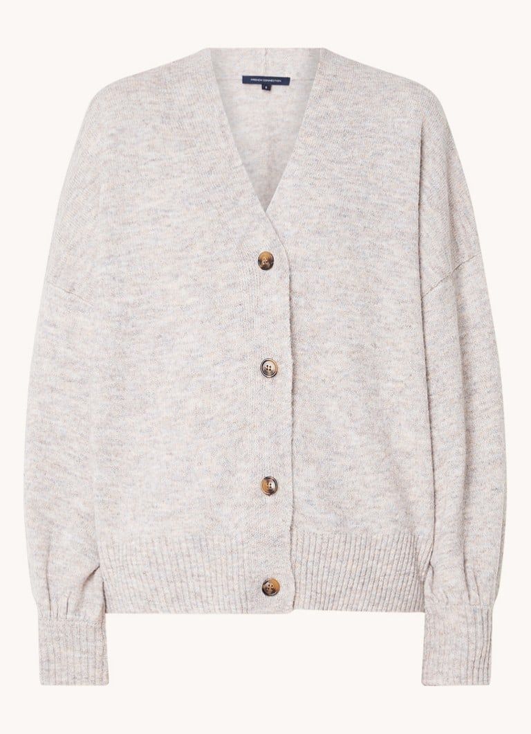 French Connection Fine Knit Cardigan in Wool Blend with Mélange Design