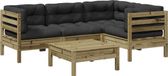 vidaXL 5-delige Loungeset met kussens, geïmpregneerd grenenhout