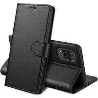 Phonillico® Case voor Samsung A12 - Zwart Portemonnee Flap Magnetische flap Kaartopslag