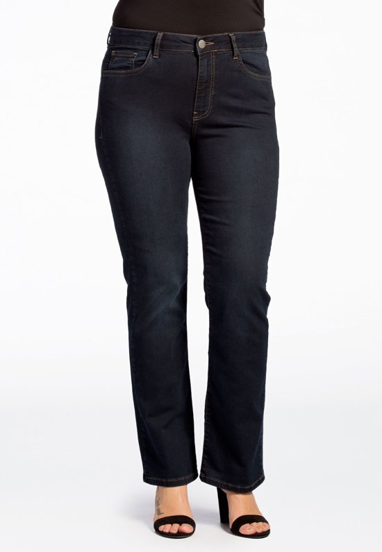 Yoek Grote maten - dames jeans straight fit - donkerblauw