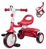 Tricycle pour tout-petits avec sonnette, convient aux enfants de 18 mois à 5 ans, couleur rouge