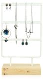 Merkloos Oorbellenhouder 36 gaten - Sieradenstandaard voor kettingen - Opbergstandaard voor sieraden - Houten basis - 3-laags design - 15 x 7 x 26,5 cm
