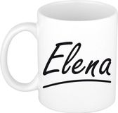 Bellatio Decorations Elena Naam koffiemok - wit - Keramiek - 300 ml