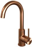 Brauer Copper Carving Hoge Opbouw Wastafelmengkraan met Draaibare Ronde Uitloop Model A Koper Geborsteld PVD
