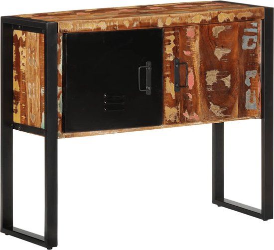 vidaXL Wandkast 90x35x75 cm massief gerecycled hout meerkleurig