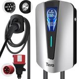 Tera EV Oplader Type 2 Wallbox: Oplaadstation Elektrisch Voertuig 11kW Driefasig, 16A 400V met Controleerbaar Digitaal Display, 7 Meter Oplaadkabel, Oplader Wandhouder voor EVs PHEVs