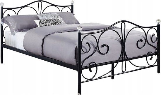 Viking Choice Metalen bed 140x200 cm - Zwart - Met lattenbodem