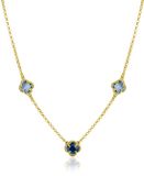 ZINZI chaîne à maillons plaqué or argent avec deux trèfles bleu clair et un trèfle bleu foncé 42-45cm ZIC2662B