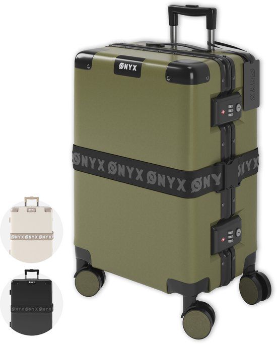 ONYX Handbagage Koffer 33 Liter - Reiskoffer met TSA slot - Spinner wielen - Lichtgewicht Trolley - Aluminium sluiting - Olive groen