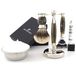 Jag Shaving Scheerset - 5-delige scheerset - Jag's Lee Range - Scheermes met 5 randen - Silvertip Dassen-scheerkwast - Elegante scheerstandaard - Groene hoorn imitatie