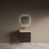 Boss & Wessing Bol Badmeubelset Riga Travertin met Wastafel 60 cm Bruin Eiken