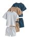 Next - Jongens - T-shirt met korte mouwen en shorts in set van 3 - Bruin