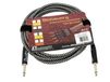 DIMAVERY Instrumentkabel 3 meter – 6,3 mm Jack Mono – Zwart/Zilver – Textiel Gitaar- en Audiokabel
