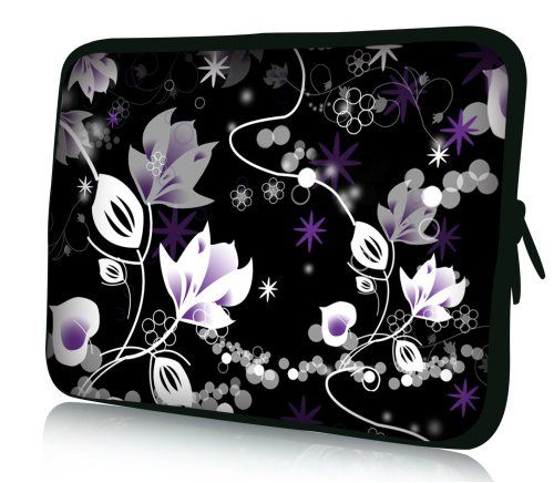 wortek Universele Notebook tas gemaakt van neopreen in 10.2 inches/13.3 inches/15.4 inches/17.3 inches – diverse ontwerpen 10 Zoll: Standard 72 Black White Purple Floral Tendril