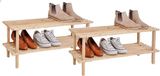 Hi Set van 2x stuks houten schoenenrek/schoenenstandaard - 2-laags - 74 x 26 x 29,5 cm