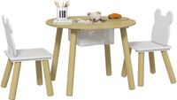 AIYAPLAY - Kindertafel en stoelenset - Hout - 60x60x44cm - Natuurlijk hout