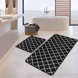 Boraboi® Badmat antislip 2 stuk set - Badmatten 60x100cm en 50x60cm, Zwart/wit