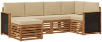 vidaXL - Hoek loungeset - 6 zitplekken - Naturel en beige - Massief acaciahout