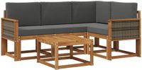 vidaXL Hoek loungeset 4 zitplekken Polyester Naturel et anthracite