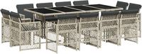 vidaXL 13-delige Tuinset met Kussens, Poly Rattan, Lichtgrijs