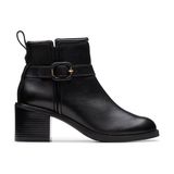Clarks Chamberly Trim Womens Black Leather Ankle Boots, Size 3.5