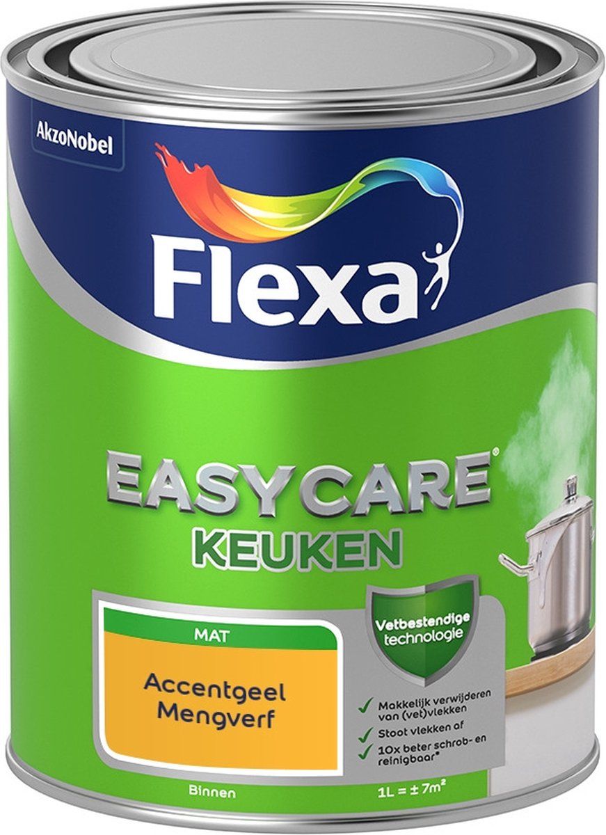 FLEXA Easycare Muurverf - Keuken - Mat - Accentgeel - 1 liter