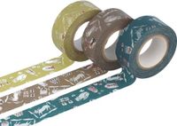 Classiky Set met 3 Masking Tape Washi Cats, verschillende kleuren, 20 mm x 15 m.