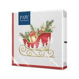 PAW - Papieren Servetten 3-laags (33 x 33 cm) | 20 Stuks | Gedrukt met Inkt op Waterbasis | Creëer de Kerstsfeer | Voor een Vrolijke Kerst en Winter Wonderland Kerstfeest | Kleur: Holiday Sleigh