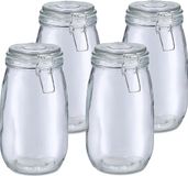 Zeller Voorraadpot Alfie - 4 stuks - 1.4L - Glas - Beugelsluiting - Transparant