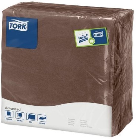 Tork tissue servet 39x39cm 2-laags 1/4-vouw cocoa 12x150