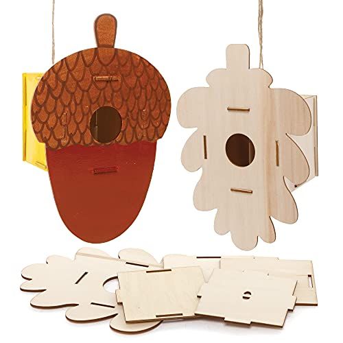 Baker Ross FE640 Herfst houten vogelhuis set - pak van 2