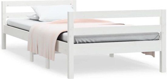 VidaXL Bedframe Massief Grenenhout Wit 75x190 cm
