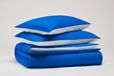Ensemble de literie pour lit double, 255x200 cm, coton, bleu/blanc