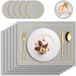 Unyqoos® set de 6 sets de table (41 x 31 cm) + 6 dessous de verre (10 x 10 cm), en matière Polyuréthane écologique, sans BPA, résistant à l'eau et à l'huile, résistant à la chaleur jusqu'à 82°C, et facile à nettoyer