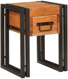 vidaXL Bijzettafel Bruin en Zwart 30 x 30 x 40 cm Massief Acacia Hout