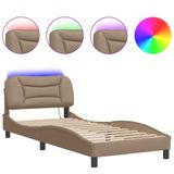 VidaXL Bedframe met LED zonder matras "Hvar" Cappuccino 140x200 cm