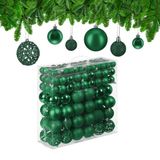 Merkloos / Sans marque Relaxdays Kerstballen - Set van 150 - Mat, Glanzend, Glitters - Plastic - ∅ 3, 4, 6 cm - Donkergroen
