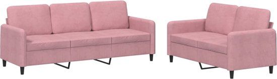 vidaXL 2-delige Loungeset fluweel roze