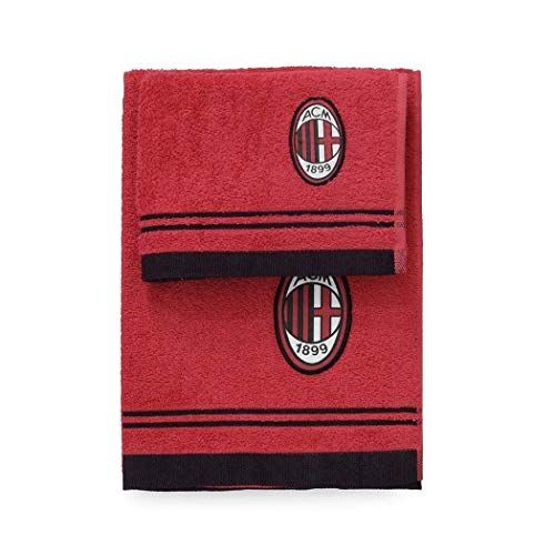 AC Milan 8907 020 2110 Handdoek en gastenset - Rood/Zwart - 2 stuks