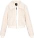 Faina Jas Offwhite Lange Mouw Kort Effen Steekzakken Rits Polyester Vrouwen XS