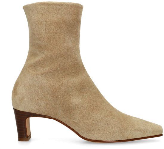 Sacha Dames Beige Suède Enkellaarsjes met Hak - Maat 41