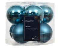 Decoris Kerstbal glas d7cm blauw 8st